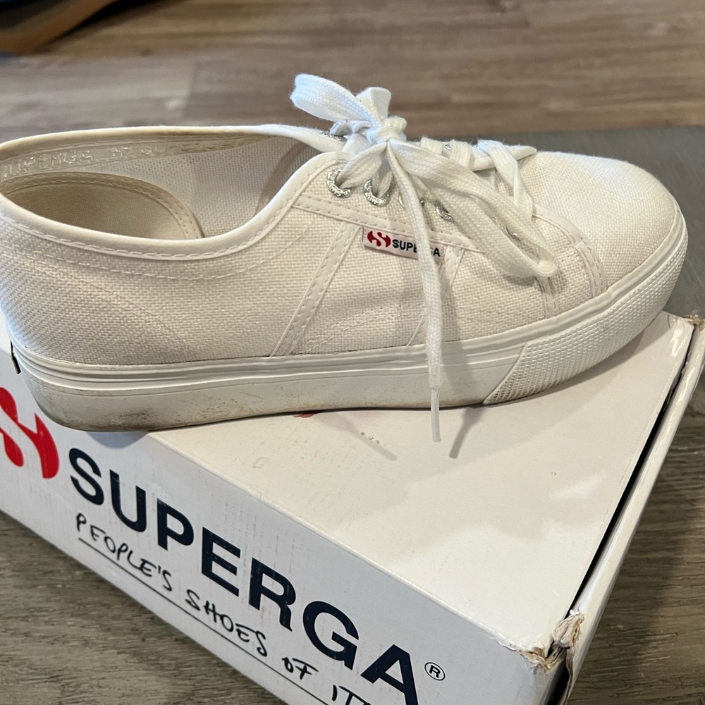 Superga Platform White Canvas Sneakers